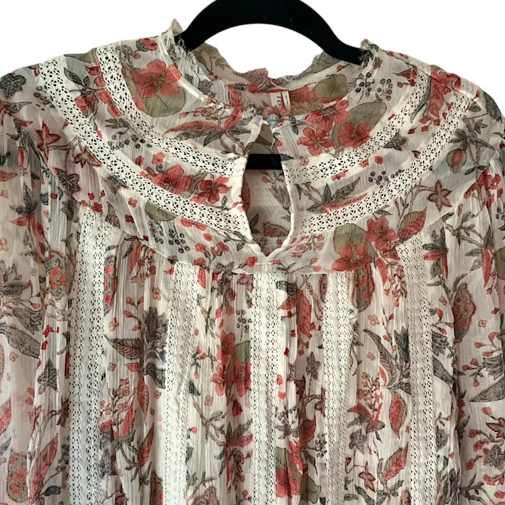ANTHROPOLOGIE FEATHER & BONE NWOT FLORAL LACE ELENA BLOUSE | SIZE: 2 - Picture 2 of 10